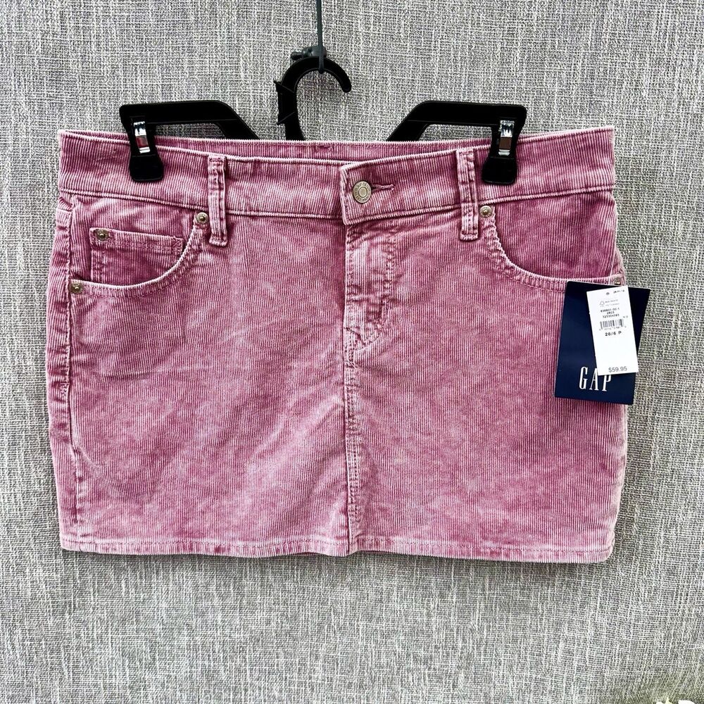 NWT GAP Corduroy Mini Skirt 28/6P Wispy Mauve 5 Pockets Notched Back Waist $59